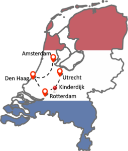 Holland travel itinerary including Amsterdam, Den Haag, Rotterdam, Kinderdijk and Utrecht