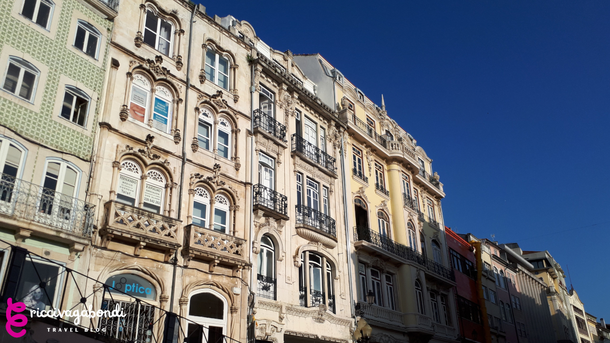 View of building façades in Coimbra, Portugal