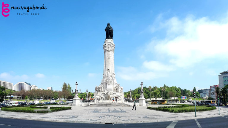 View of Marquis of Pombal Square in Lisbon, Portugal
