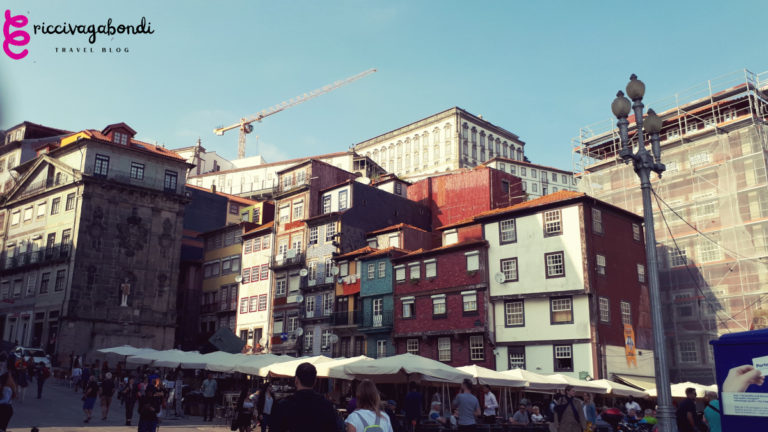 View of colourful buildings in Porto's Ribeira old city district
