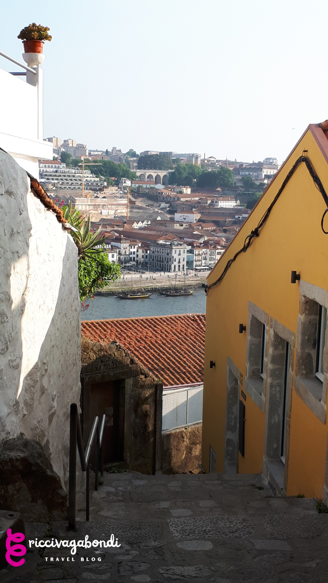 View of a narrow street with little stairs in Porto, Portugal