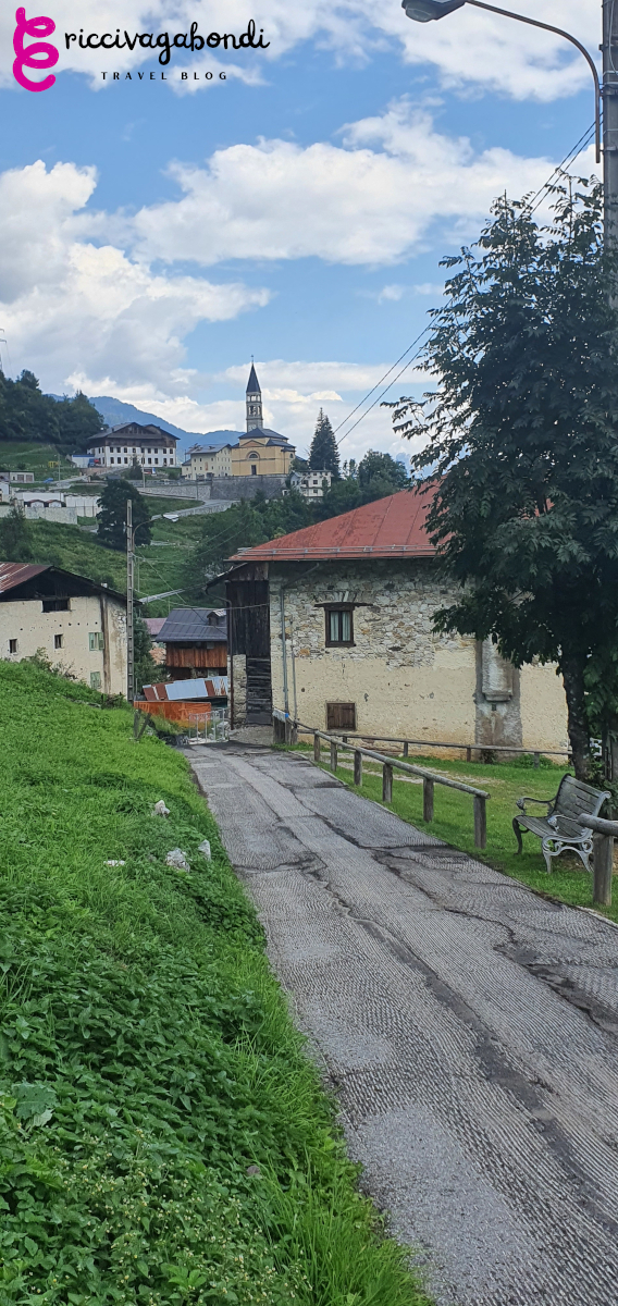 View of narrow streets and traditional housing in Cibiana di Cadore, Cadore valley, North Italy