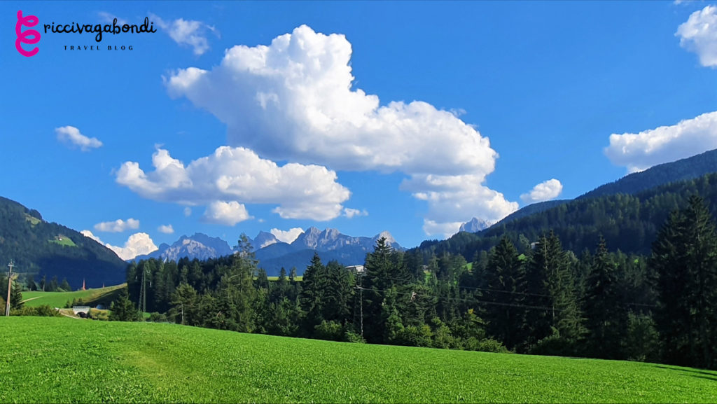 View of the Dolomitic Alps in north-east Italy on a sunny day