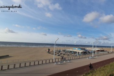 View of the vast beach in Scheveningen, few km from The Hague in the Netherlands.