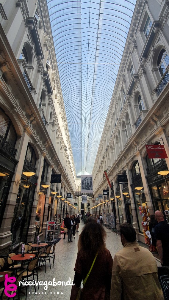 View of the long Passage Shopping Mall in The Hague with several luxury boutiques and selected brands