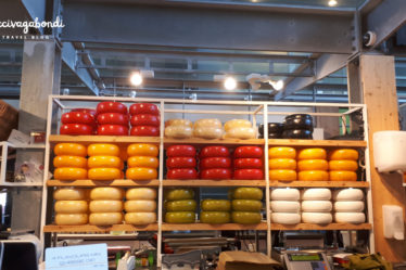 View of colorful Dutch cheese on the wall in Rotterdam