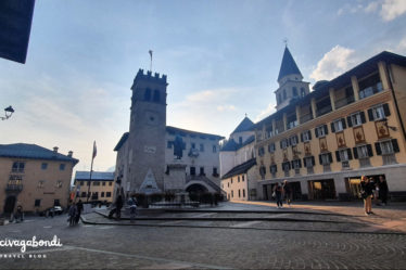 Piazza Tiziano Square in Pieve di Cadore, Dolomites, Italy