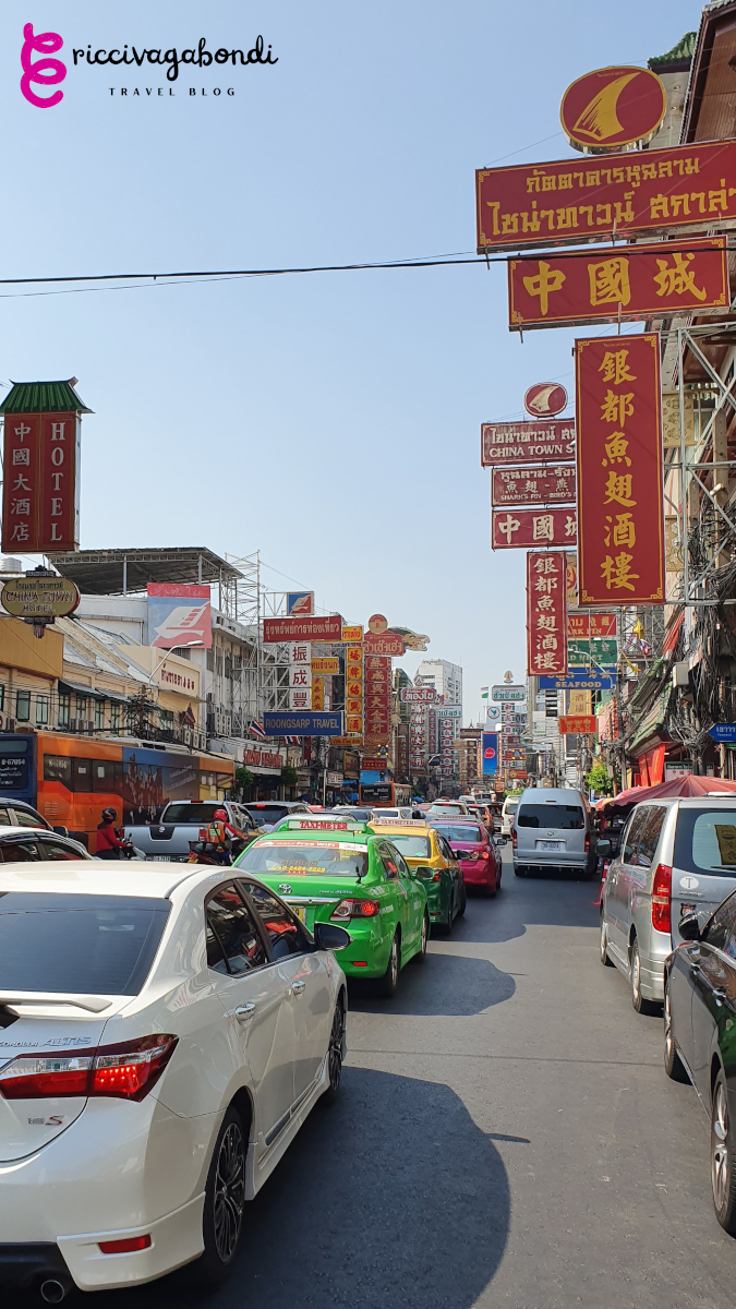View of the busy China Town district in Bangkok at daytime