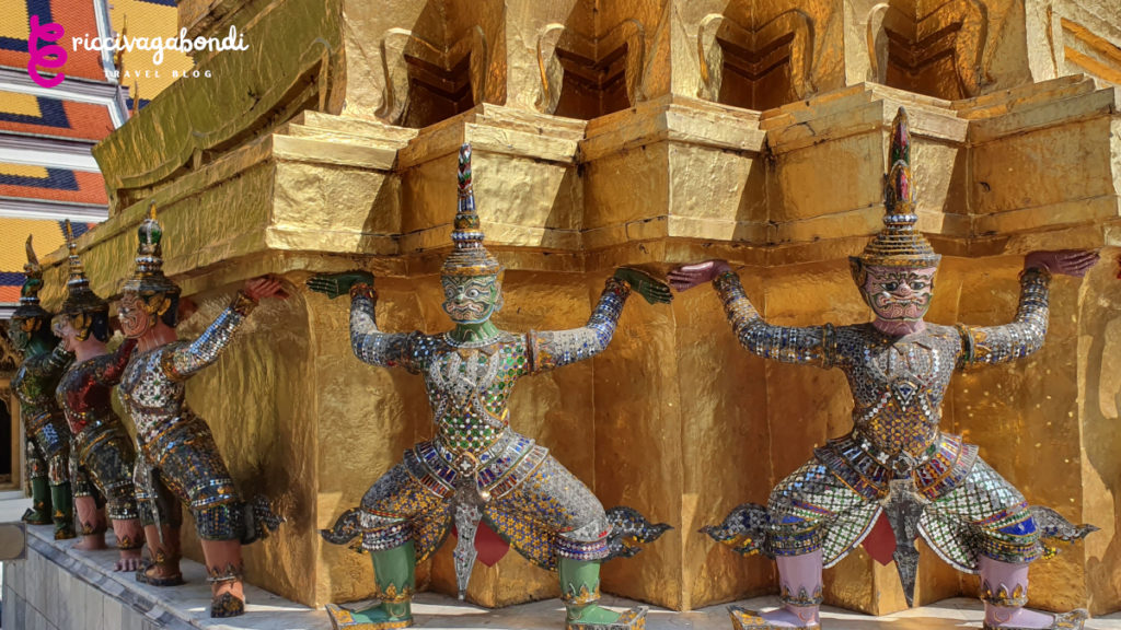View of colourful Thai sculpures in Bangkok