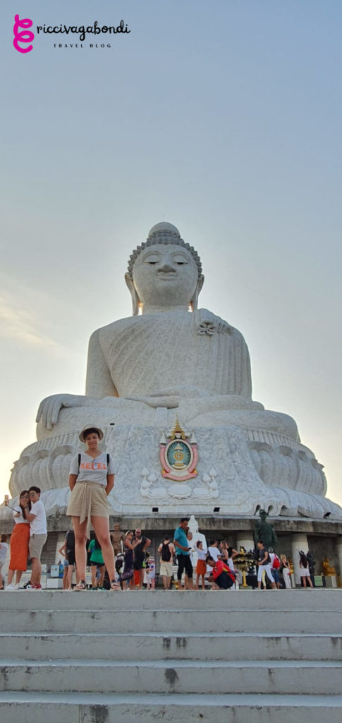 View of riccivagabondi and big white marble Buddha on Phuket Island