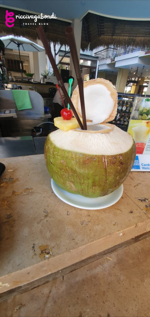 View of a refreshing coconut drink in Thailand