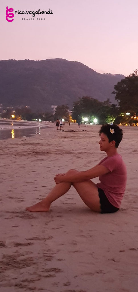 View of riccivagabondi sitting on a beach on Phuket Island, Thailand