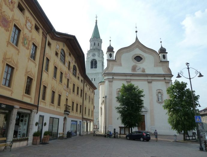 Basilica in Cortina d'Ampezzo, Dolomites, Italy